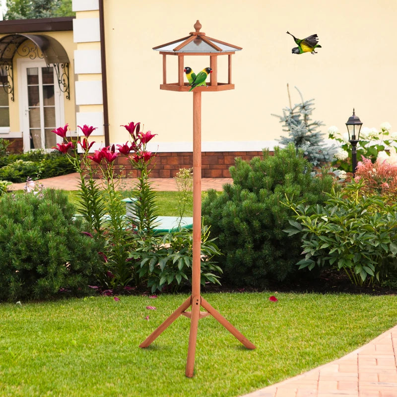 Pawhut Bird Stand Feeder Feeding Station Garden Wood Coop Parrot Nesting Stand