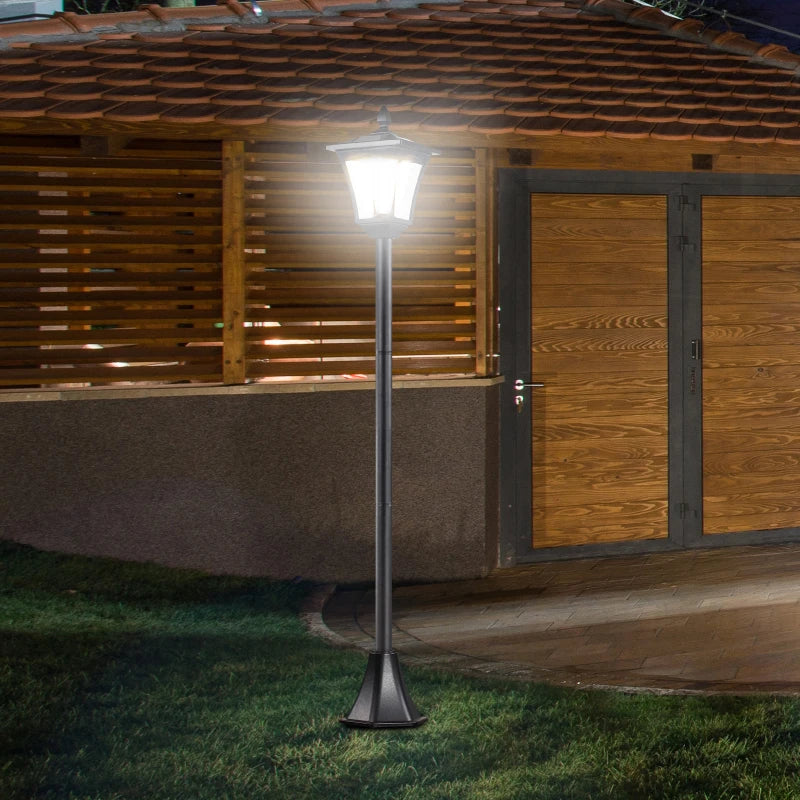 Outsunny Traditional Solar PoweredVictorian Style Lamp Post | IP44 | 160cm-Black