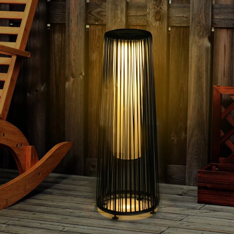 Outsunny Patio Garden Solar Powered Lights Wicker Lantern Auto On/Off, 21.5x61cm