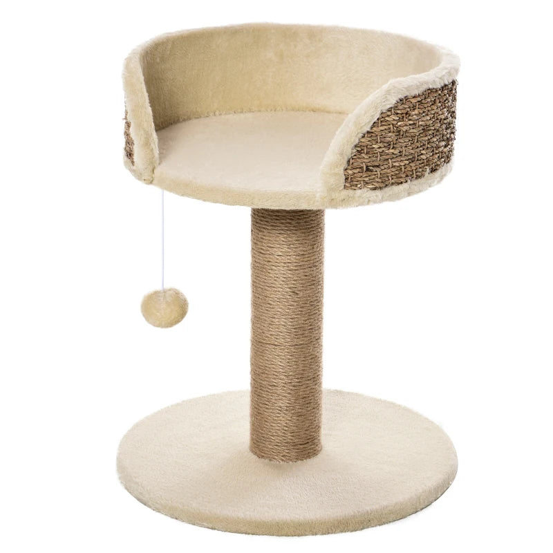 Cat Tree Tower Activity Center Climbing Stand w/Scratching Posts, Beige Pawhut
