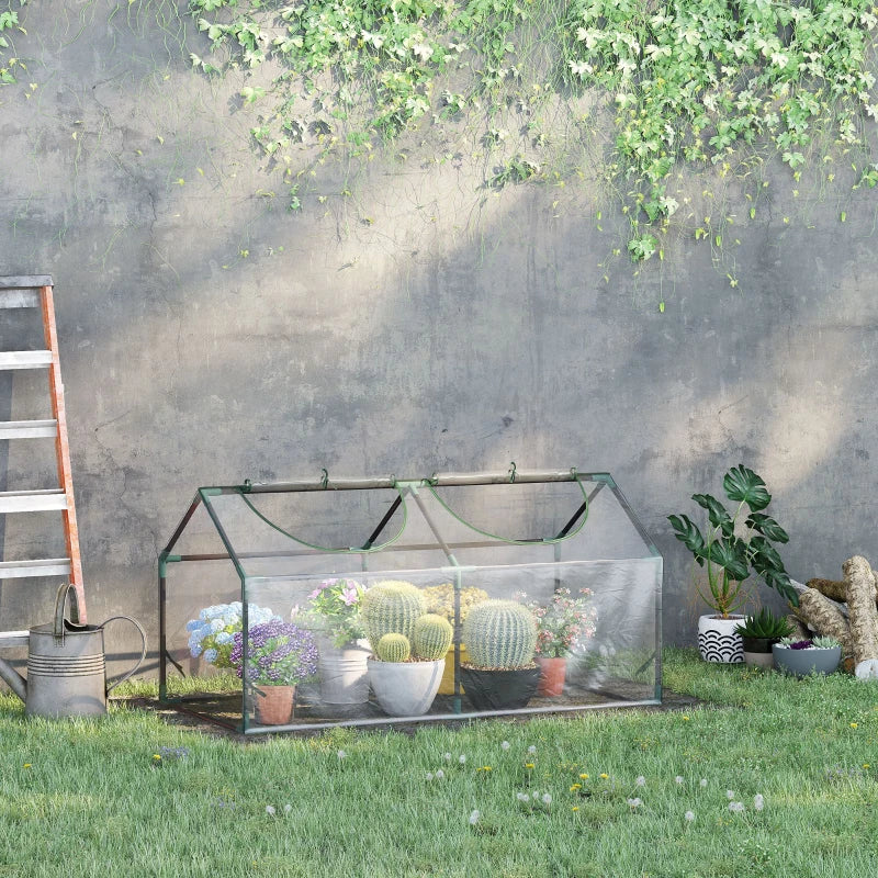 Outsunny PVC Greenhouse Plants Foil Tomato Vegetable House with 2 Windows Clear