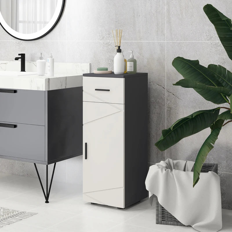3-Level Bathroom Storage Cabinet with Two-Tier Bottom Cupboard , Grey, Kleankin