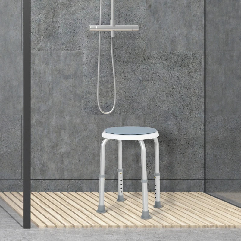 Height Adjustable 360 Degree Swivel Seat Bath Shower Stool Aluminium HOMCOM