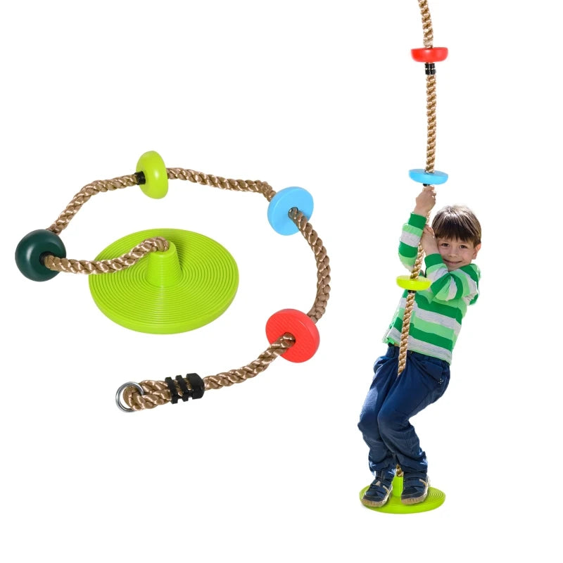 Kid Climbing Rope Disc Swings Set w/ Platforms for Playground HOMCOM, 200 L x 29 W cm