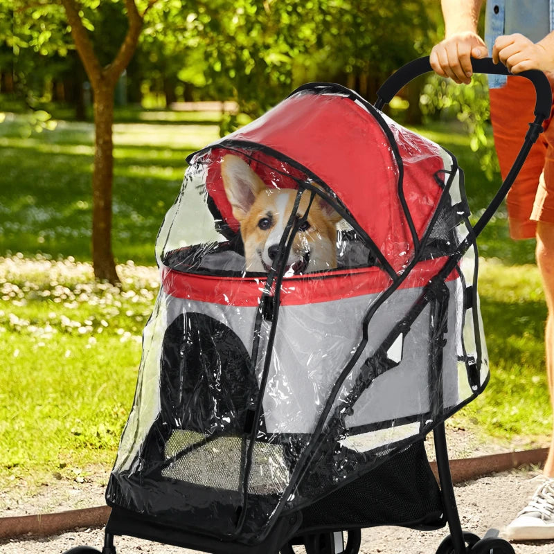 Pawhut Waterproof Rain Cover For Dog Pram Rain Cover with Front Rear Entry, 1 Pcs