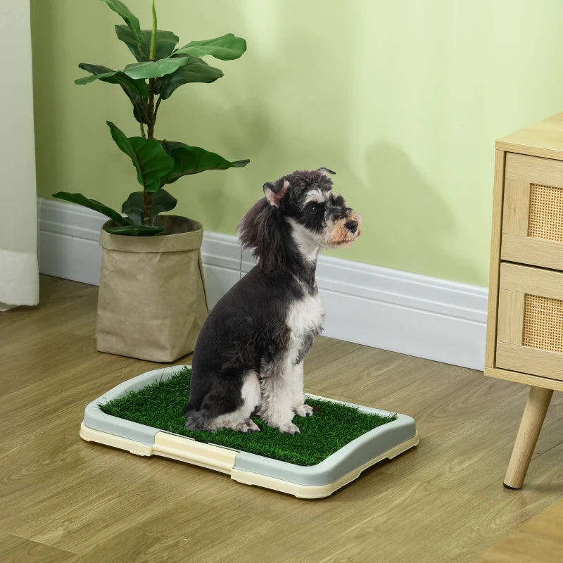 PawHut 3-Layer Dog Toilet Indoor w/ Artificial Grass Mat, Grid Panel, Tray,1 Pcs