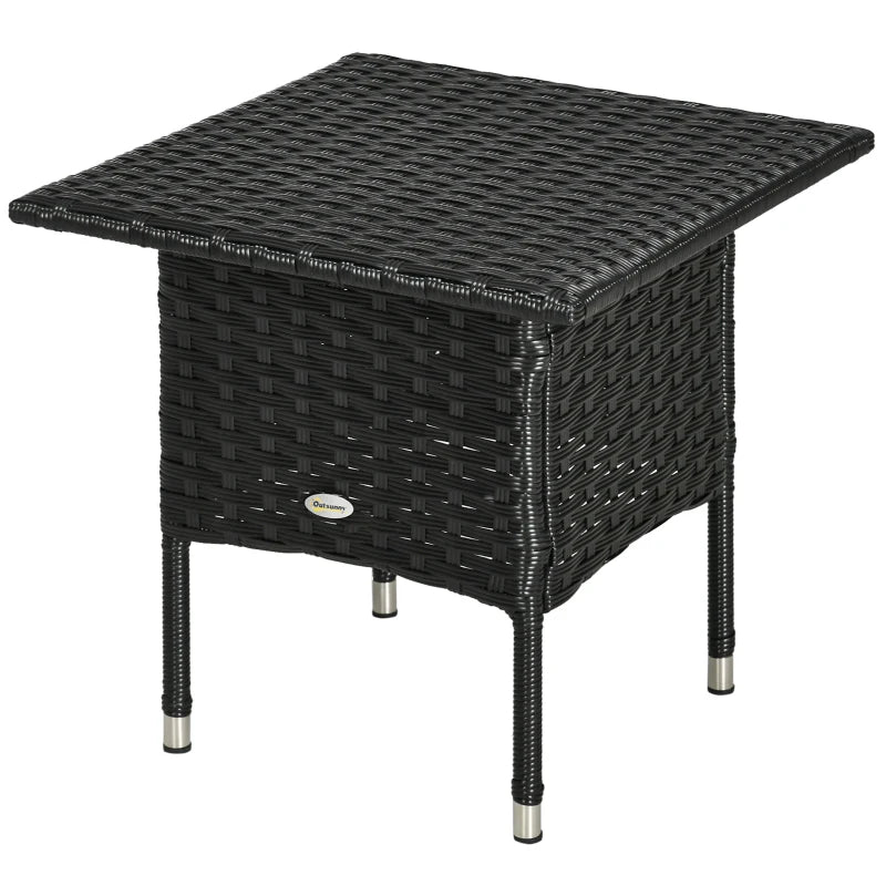 PE Outsunny Rattan Furniture Outdoor Coffee Table , Side Table for Patio , Black