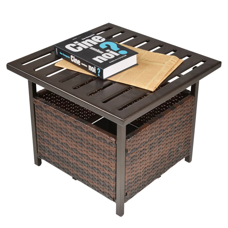 Outsunny Modern Outdoor Rattan Coffee Table w/ Parasol Hole Fit Garden Backyard