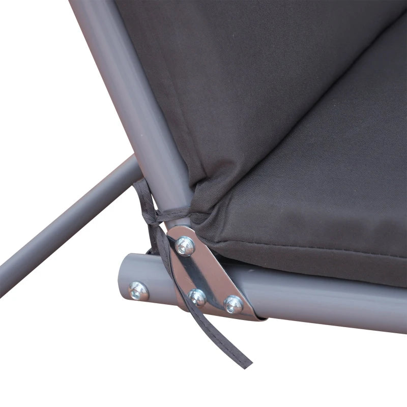 Outsunny Steel Frame 2-Seater Swing Chair with Table & Cup Storage Holder Grey