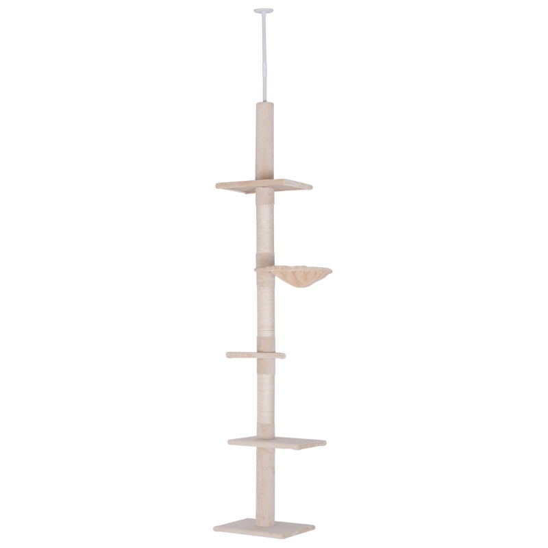 Pawhut 5 - Tier Floor to Ceiling Cat Tree Scratching Post Tower Activity Center