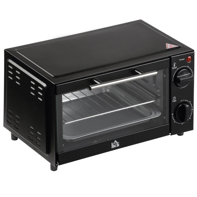 9L Mini Oven Countertop Electric Grill, Toaster Oven 750W with 0-60 Timer Homcom