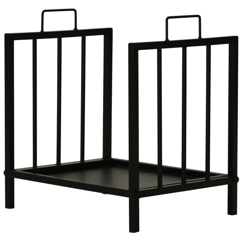 OutSunny Firewood Log Fireplace Wood Storage Rack with 2 Handles Indoor & Outdoor