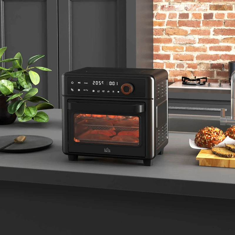 HOMCOM 2 in 1 Air Fryer Oven 13-L Oven Countertop Convection Oven 1200W | Black