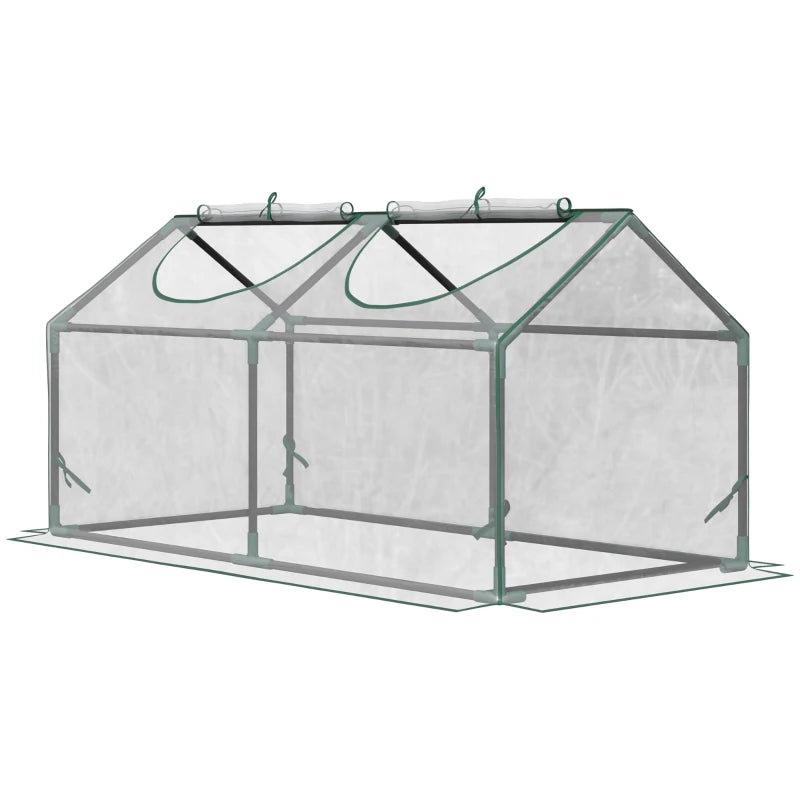 Outsunny PVC Greenhouse Plants Foil Tomato Vegetable House with 2 Windows Clear