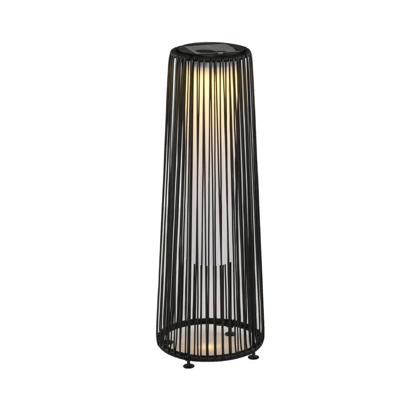 Outsunny Patio Garden Solar Powered Lights Wicker Lantern Auto On/Off, 21.5x61cm