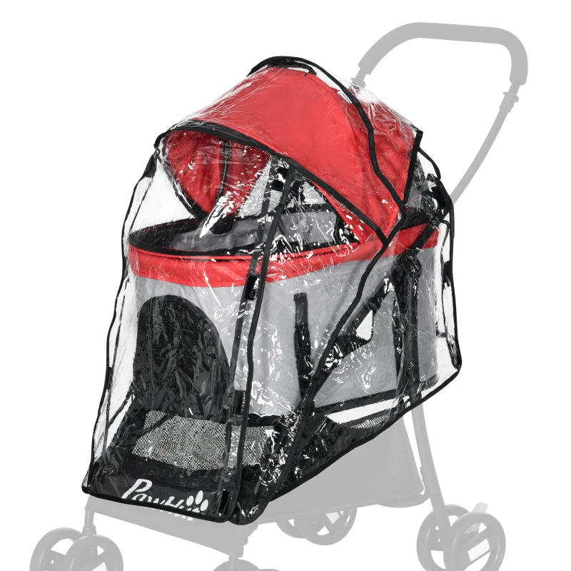 Pawhut Waterproof Rain Cover For Dog Pram Rain Cover with Front Rear Entry, 1 Pcs