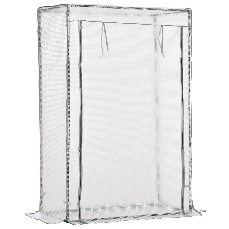 Outsunny Winded Greenhouse w/ Zipper Roll-up Door Outdoor | White 100x50x150 cm