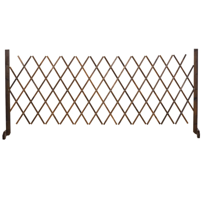 Outsunny Versatile Wooden Movable Fence Foldable Garden Screen Panel, Dark Brown