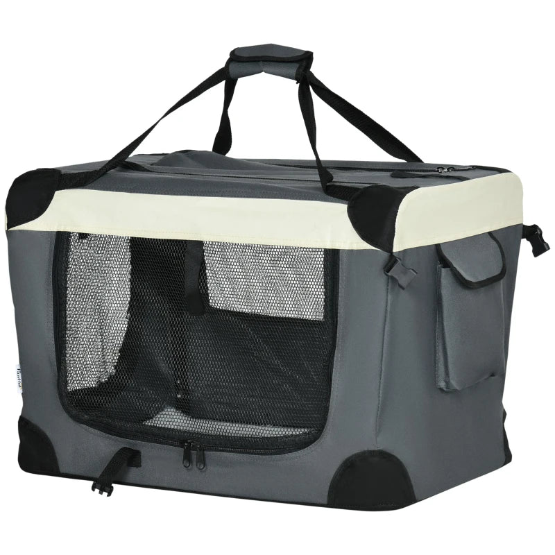 Pawhut 60 cm Foldable Pet Carrier Soft Bag w/ Cushion, for Dogs and Cats - Grey