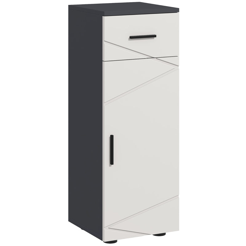 3-Level Bathroom Storage Cabinet with Two-Tier Bottom Cupboard , Grey, Kleankin