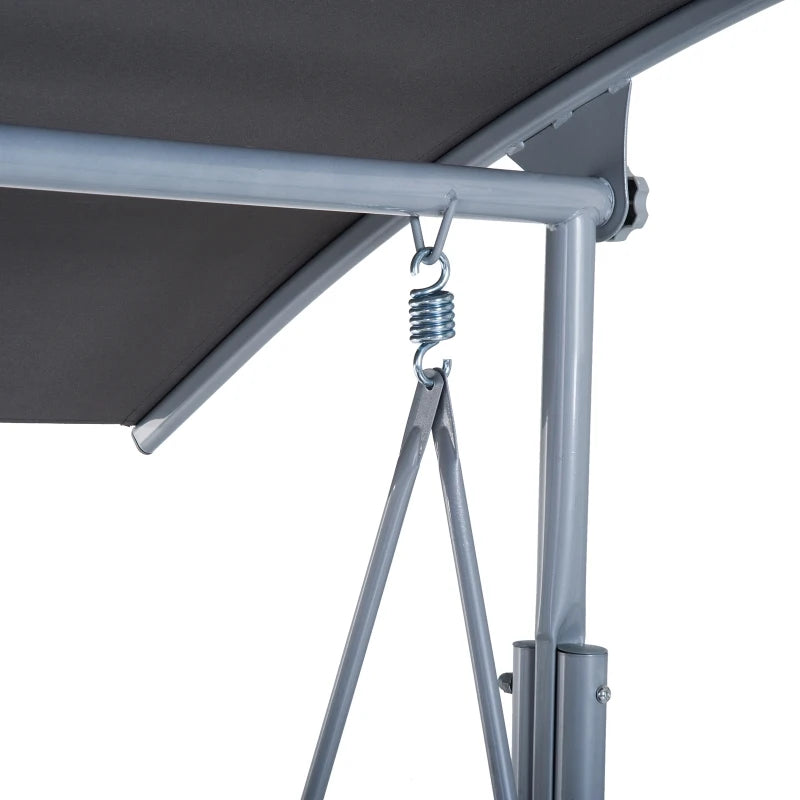 Outsunny Steel Frame 2-Seater Swing Chair with Table & Cup Storage Holder Grey