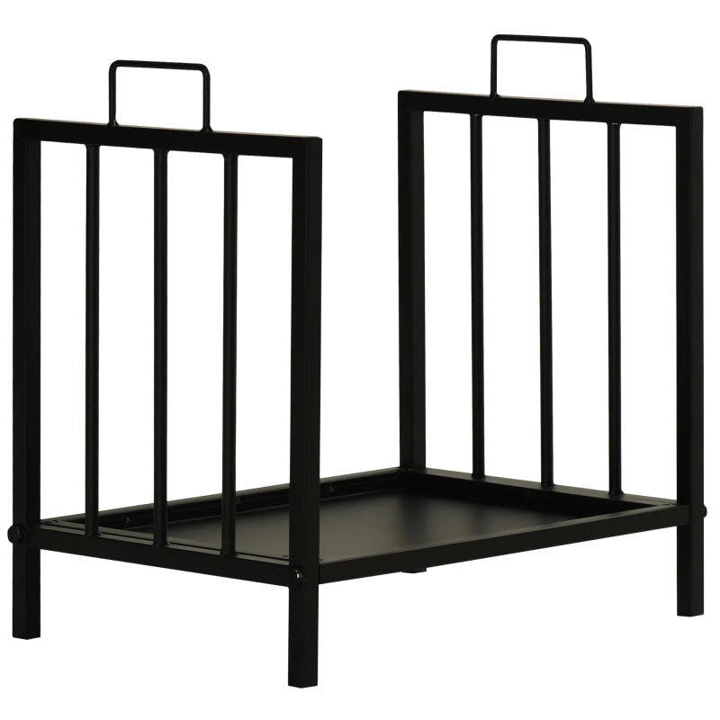 OutSunny Firewood Log Fireplace Wood Storage Rack with 2 Handles Indoor & Outdoor