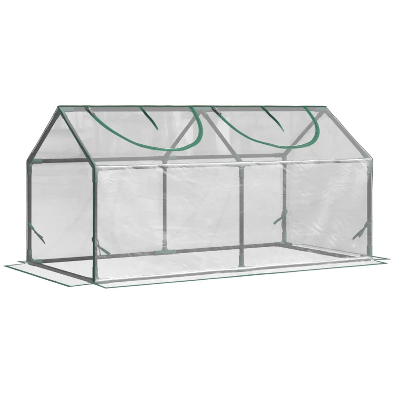 Outsunny PVC Greenhouse Plants Foil Tomato Vegetable House with 2 Windows Clear