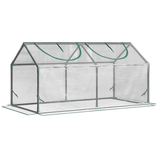 Outsunny PVC Greenhouse Plants Foil Tomato Vegetable House with 2 Windows Clear