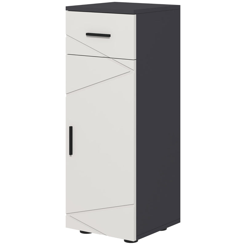 3-Level Bathroom Storage Cabinet with Two-Tier Bottom Cupboard , Grey, Kleankin