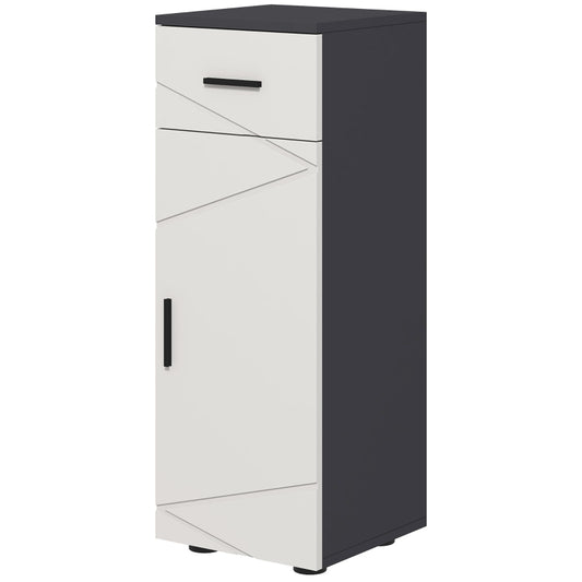 3-Level Bathroom Storage Cabinet with Two-Tier Bottom Cupboard , Grey, Kleankin