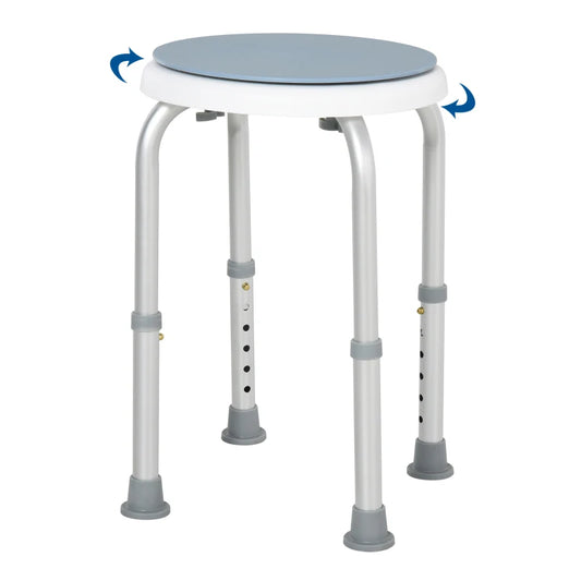 Height Adjustable 360 Degree Swivel Seat Bath Shower Stool Aluminium HOMCOM