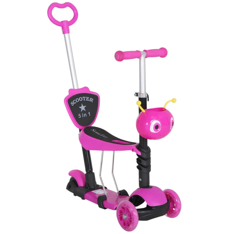 5-in-1 Baby Kick Push Scooter LED Flashing Wheels Adjustable Toddlers, Age 1-8