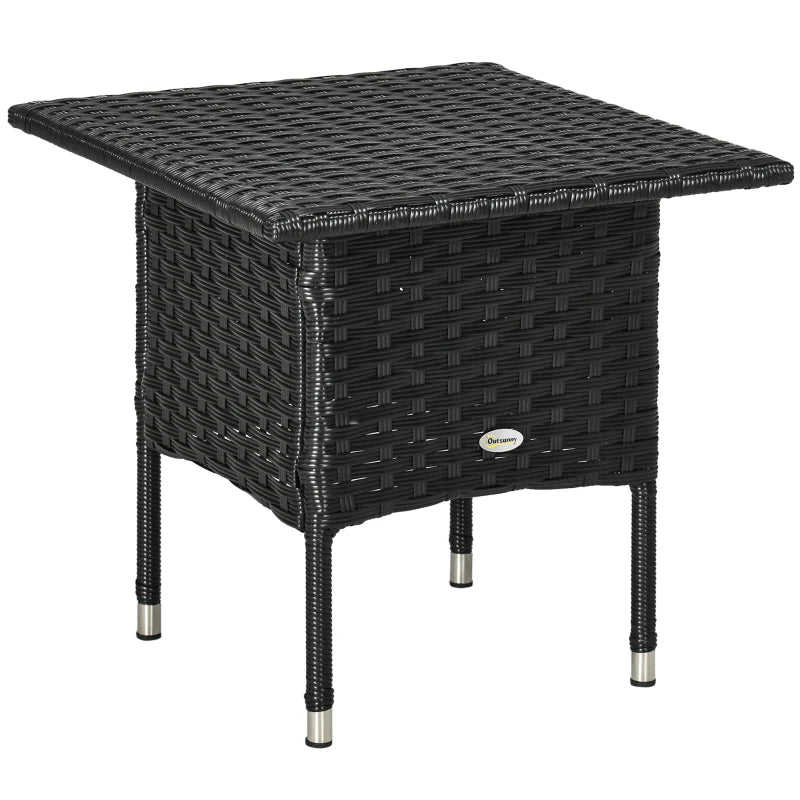 PE Outsunny Rattan Furniture Outdoor Coffee Table , Side Table for Patio , Black