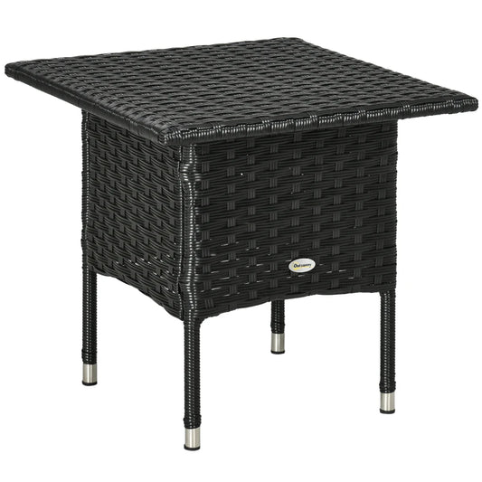PE Outsunny Rattan Furniture Outdoor Coffee Table , Side Table for Patio , Black