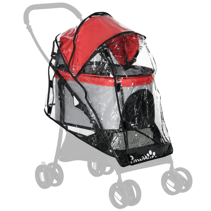Pawhut Waterproof Rain Cover For Dog Pram Rain Cover with Front Rear Entry, 1 Pcs