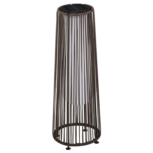 Garden Solar Powered Lights Wicker Lantern Auto On/Off w/ Weaves Display Brown