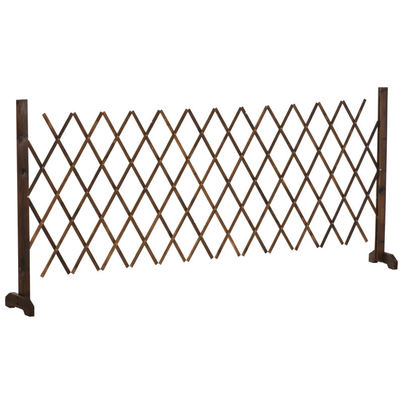 Outsunny Versatile Wooden Movable Fence Foldable Garden Screen Panel, Dark Brown