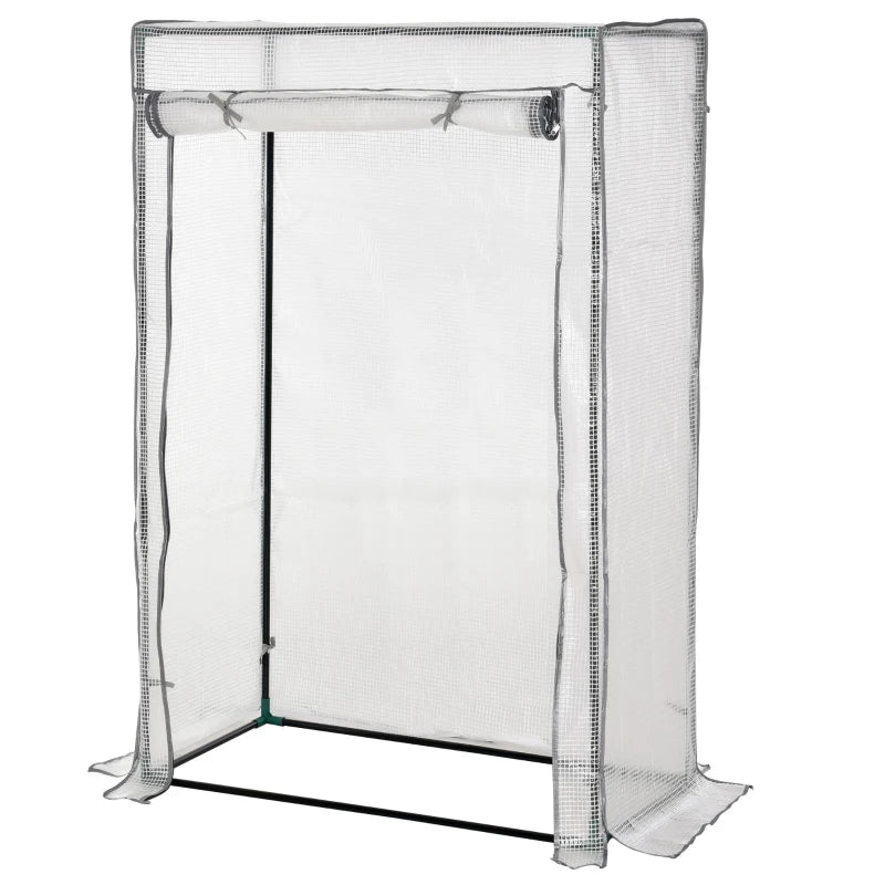 Outsunny Winded Greenhouse w/ Zipper Roll-up Door Outdoor | White 100x50x150 cm