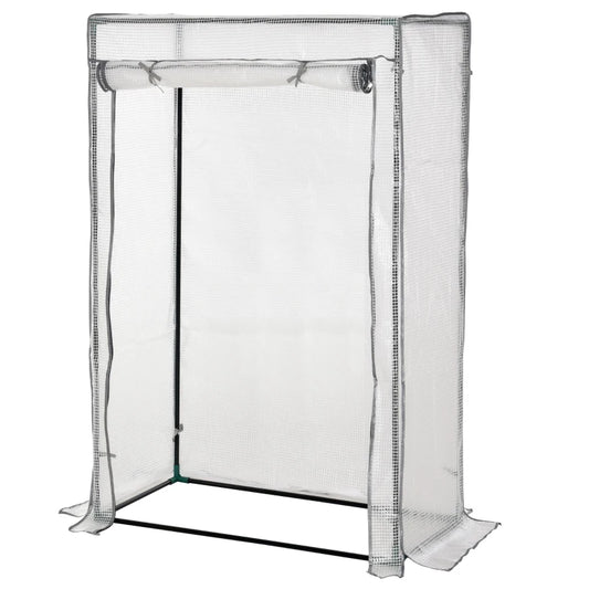 Outsunny Winded Greenhouse w/ Zipper Roll-up Door Outdoor | White 100x50x150 cm