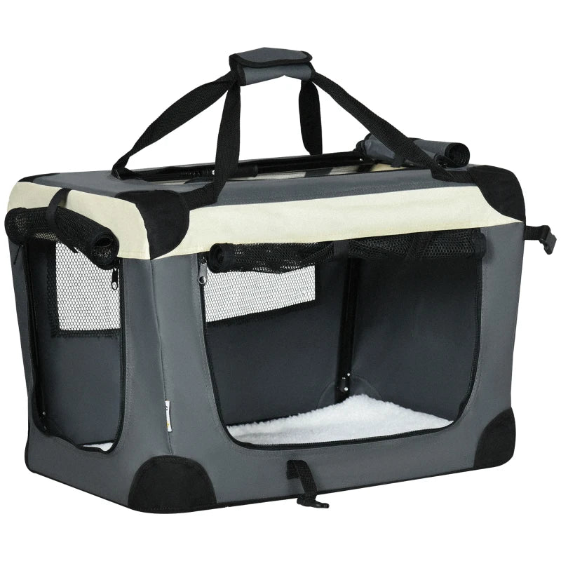 Pawhut 60 cm Foldable Pet Carrier Soft Bag w/ Cushion, for Dogs and Cats - Grey