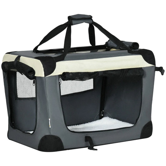 Pawhut 60 cm Foldable Pet Carrier Soft Bag w/ Cushion, for Dogs and Cats - Grey