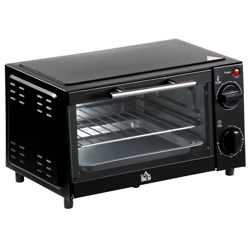 9L Mini Oven Countertop Electric Grill, Toaster Oven 750W with 0-60 Timer Homcom