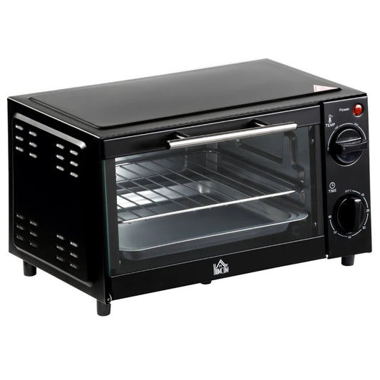 9L Mini Oven Countertop Electric Grill, Toaster Oven 750W with 0-60 Timer Homcom