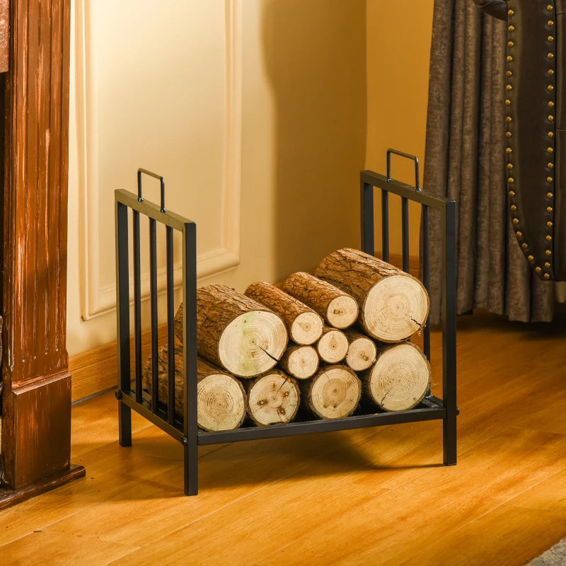 OutSunny Firewood Log Fireplace Wood Storage Rack with 2 Handles Indoor & Outdoor