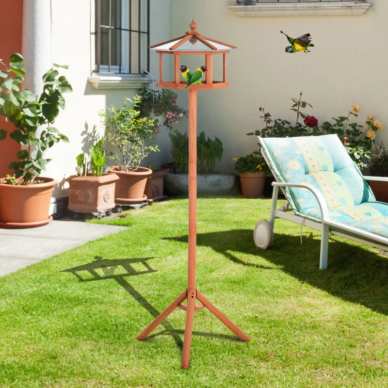 Pawhut Bird Stand Feeder Feeding Station Garden Wood Coop Parrot Nesting Stand