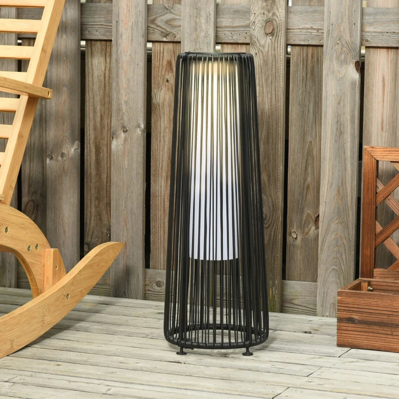 Outsunny Patio Garden Solar Powered Lights Wicker Lantern Auto On/Off, 21.5x61cm
