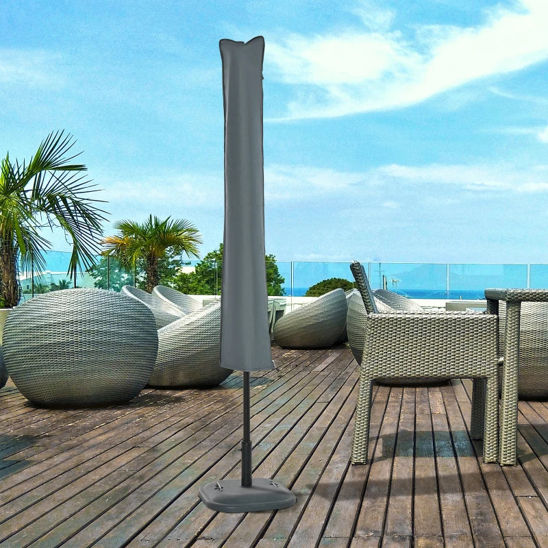 OutSunny Garden Offset Umbrella Parasol Protector Waterproof Cover | Grey 1 Pcs