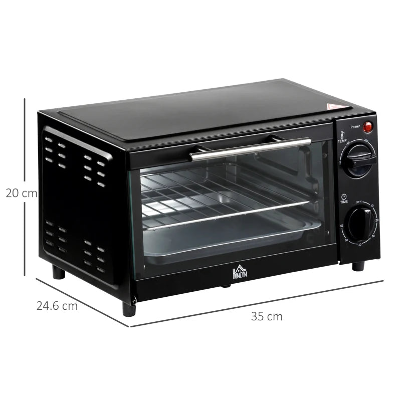 9L Mini Oven Countertop Electric Grill, Toaster Oven 750W with 0-60 Timer Homcom