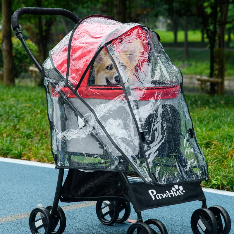 Pawhut Waterproof Rain Cover For Dog Pram Rain Cover with Front Rear Entry, 1 Pcs