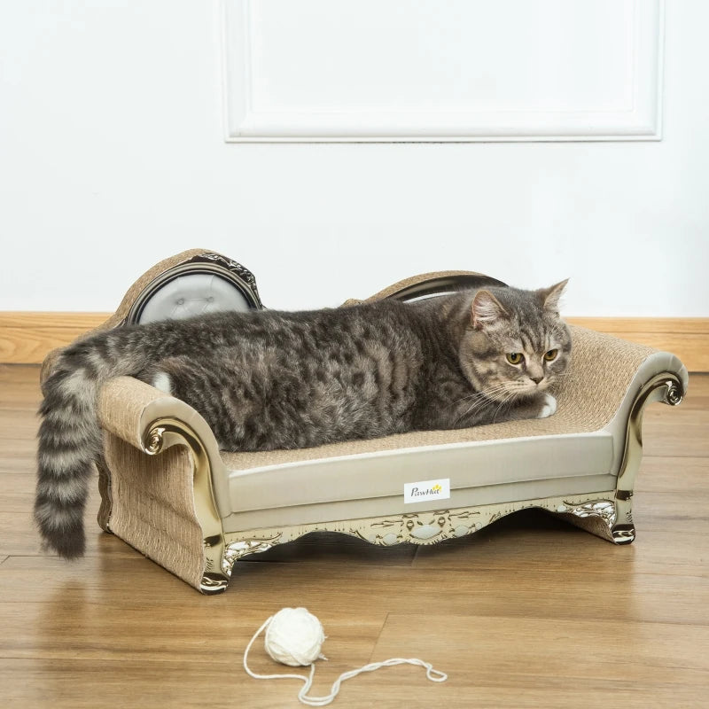 PawHut Cat Corrugated Paper Scratching Bed Toy Pet Furniture with Catnip, Brown